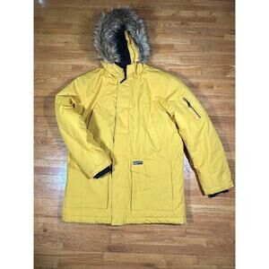 Hawke & Co Outfitter Men’s Parka Jacket Yellow Fur Hood Size M Winter Coat